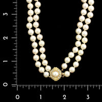 14K Yellow Gold Estate Cultured Pearl Double Strand Necklace