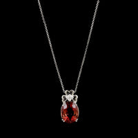 14K White Gold Estate Pink Tourmaline and Diamond Pendant Necklace&nbsp;