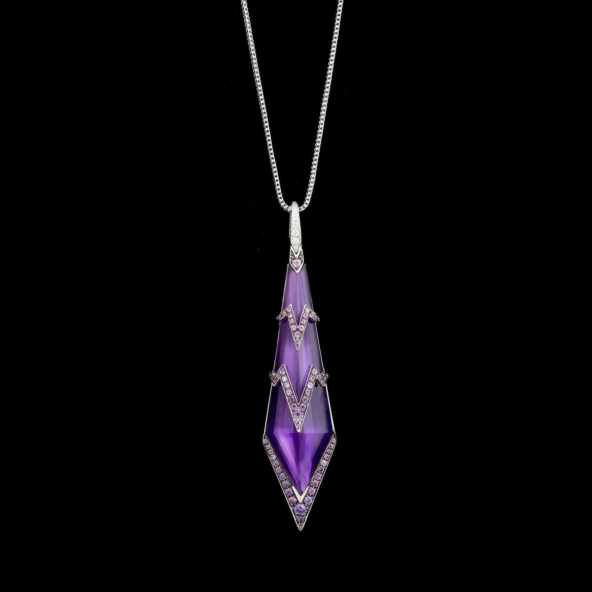 Stephen Webster 18K White Gold Estate Synthetic Amethyst and Purple Sapphire Lady&nbsp;Stardust Pendant Necklace