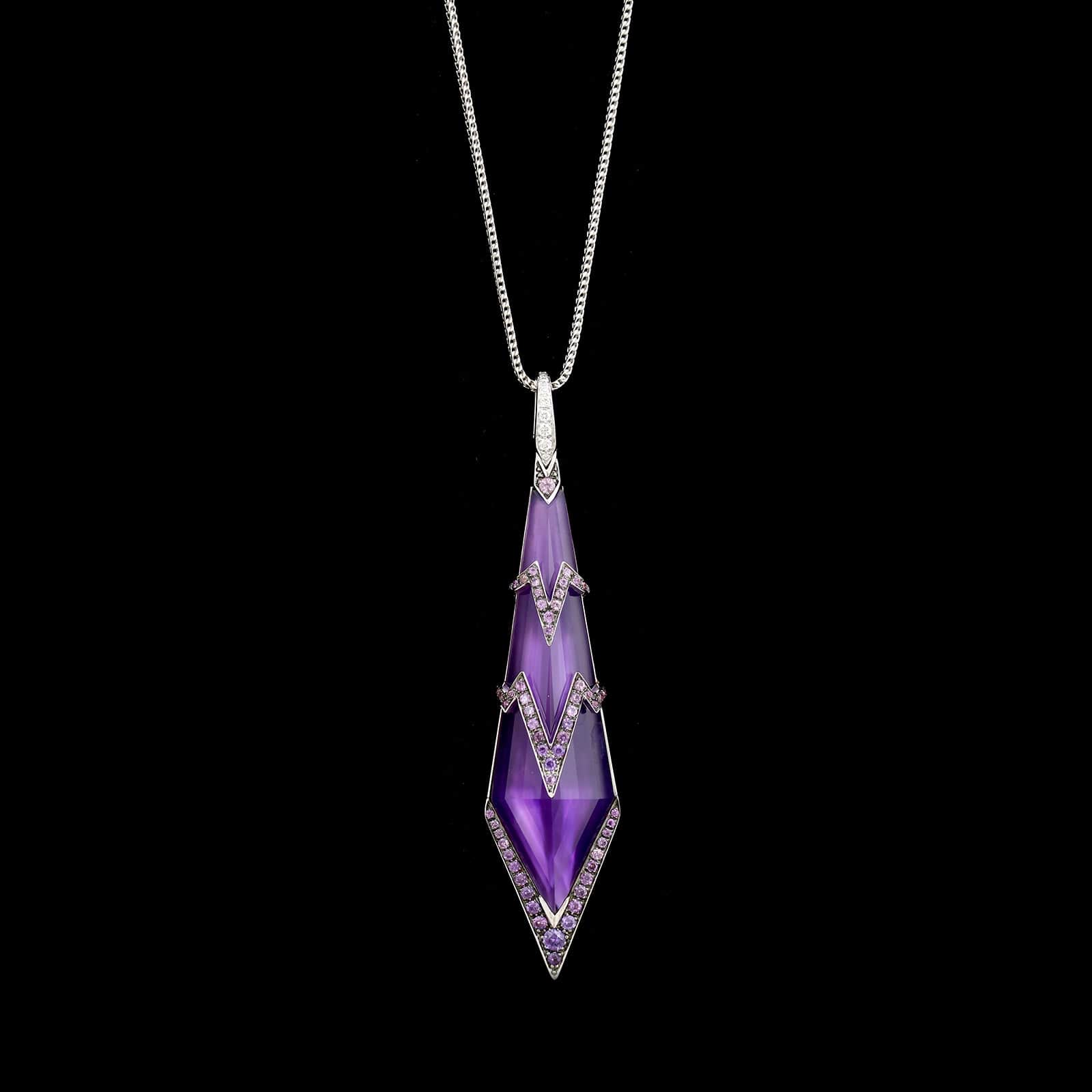 Stephen Webster 18K White Gold Estate Synthetic Amethyst and Purple Sapphire Lady&nbsp;Stardust Pendant Necklace