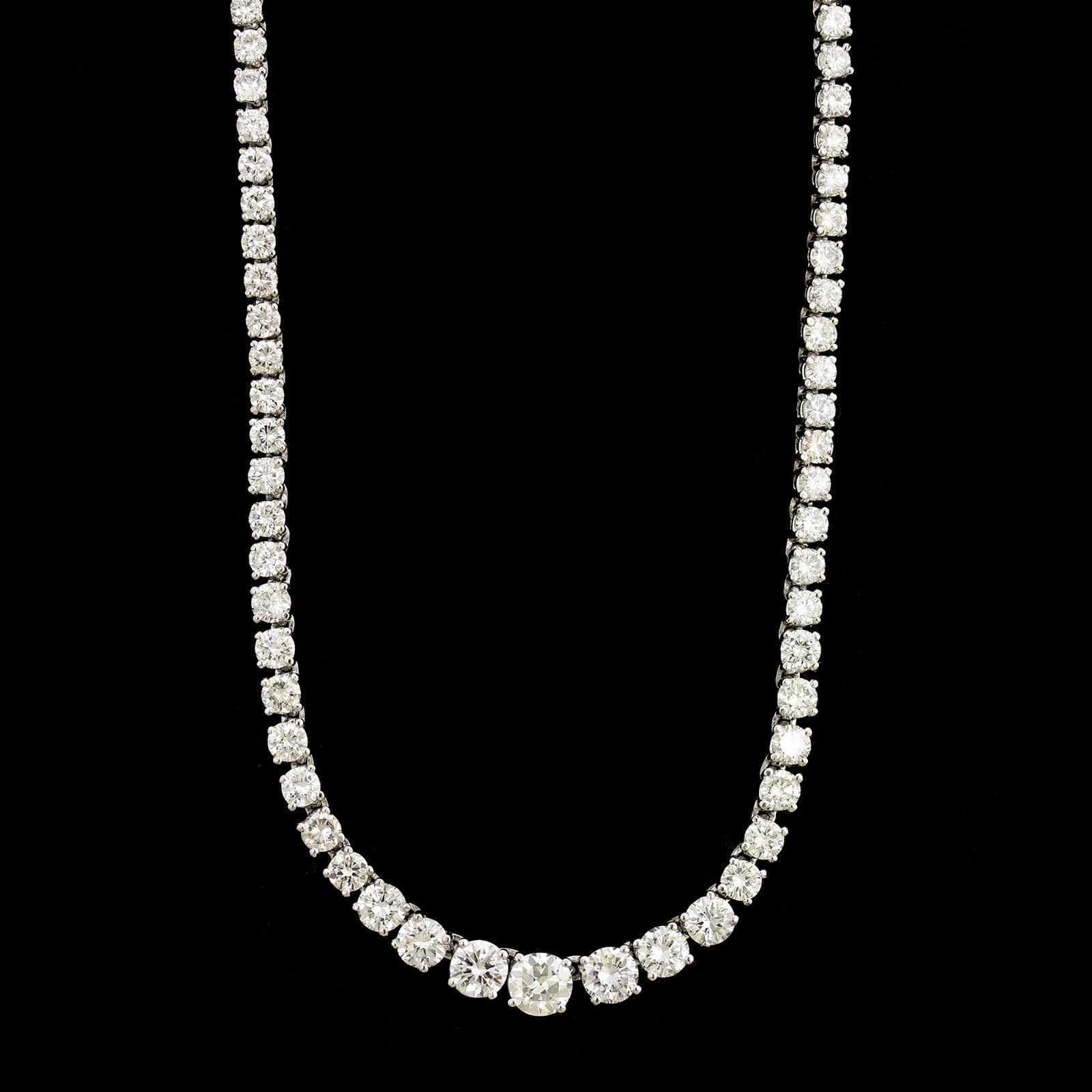 Platinum Estate Diamond Riviere Necklace