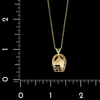 14K Yellow Gold Estate Diamond Horseshoe Pendant Necklace