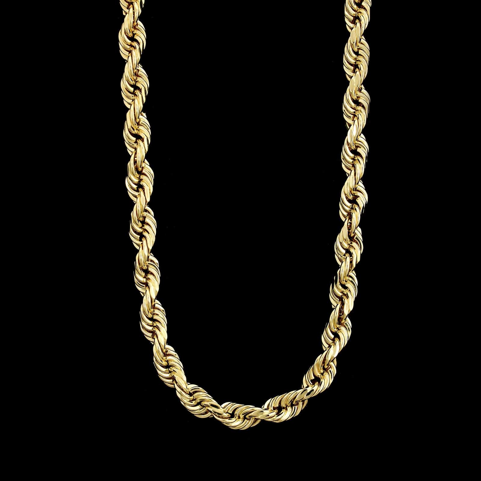 14K Yellow Gold Estate Hollow Rope Chain