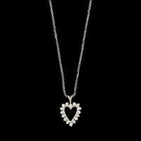 14K White Gold Estate Diamond Heart Pendant Necklace