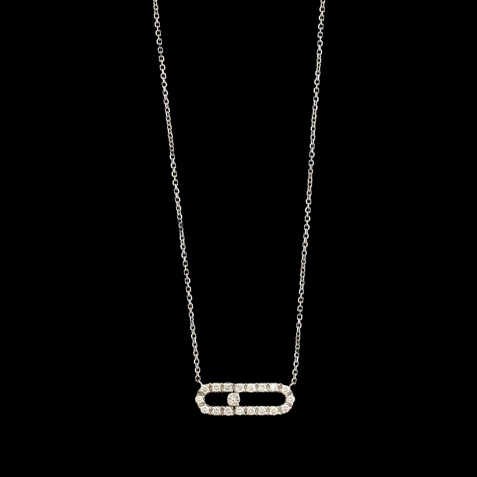14K White Gold Estate Diamond Pendant Necklace