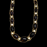 Vintage 14K Yellow Gold Estate Amethyst and Cultured Pearl Necklace