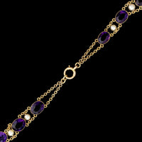 Vintage 14K Yellow Gold Estate Amethyst and Cultured Pearl Necklace