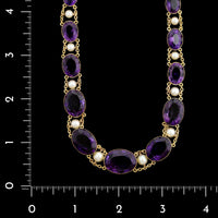 Vintage 14K Yellow Gold Estate Amethyst and Cultured Pearl Necklace