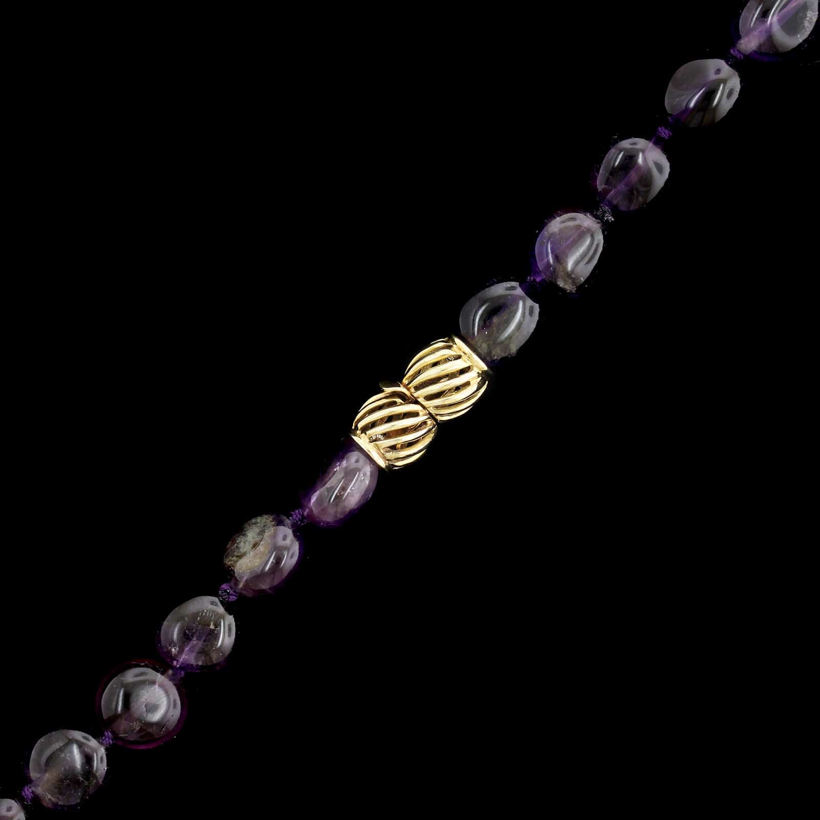 14K Yellow Gold Estate Amethyst Bead Necklace