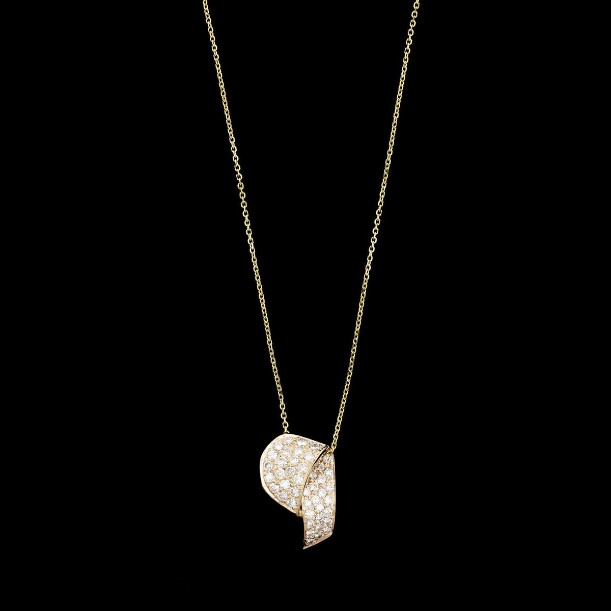 14K Yellow Gold Estate Diamond Pendant Necklace