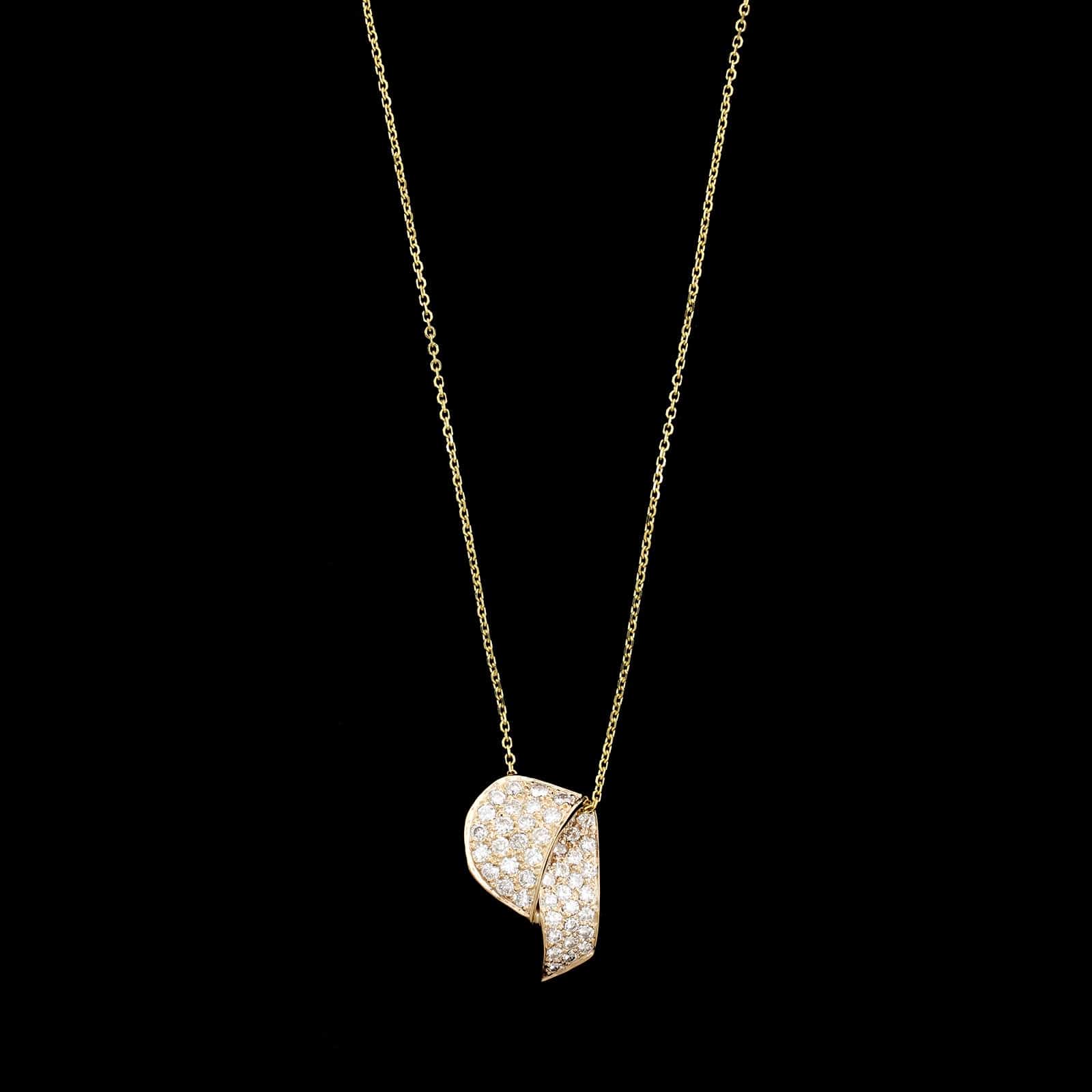 14K Yellow Gold Estate Diamond Pendant Necklace