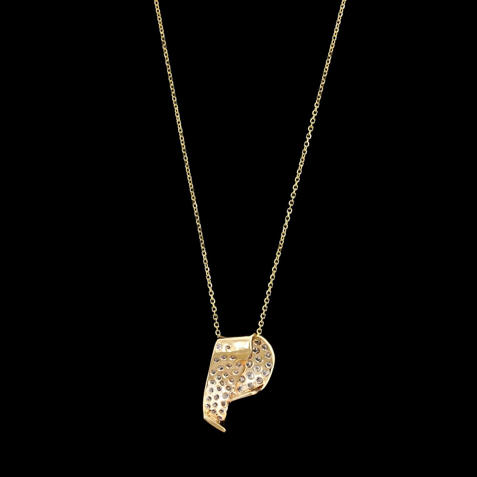 14K Yellow Gold Estate Diamond Pendant Necklace