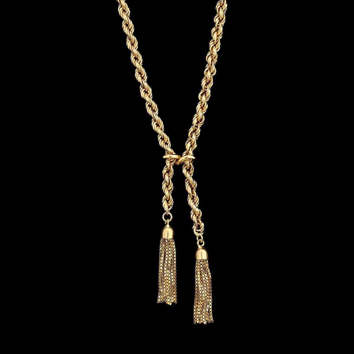 14K Yellow Gold Estate Rope Tassel Necklace