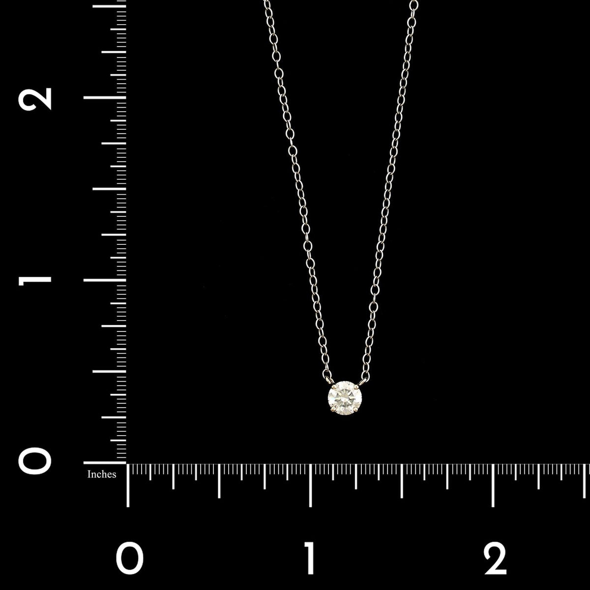 14K White Gold Estate Diamond Solitaire Pendant Necklace