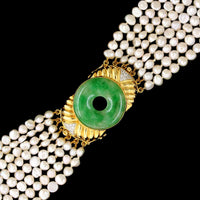 Vintage 14K Yellow Gold Estate Eight Row Freshwater Cultured Pearl Necklace