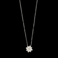 14K White Gold Estate Diamond Flower Pendant Necklace