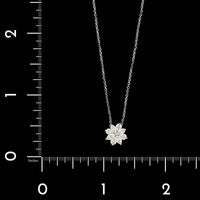14K White Gold Estate Diamond Flower Pendant Necklace