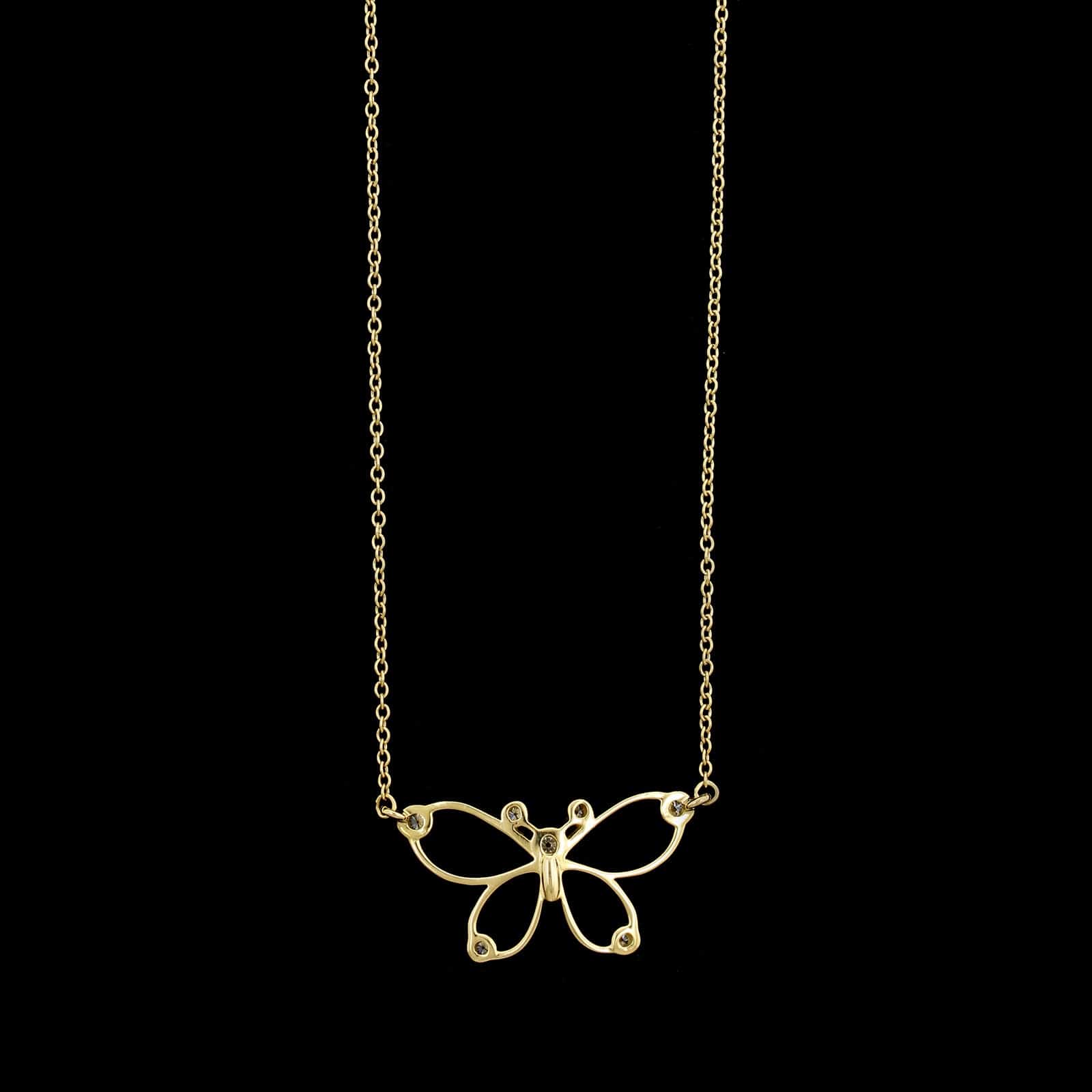 Tiffany & Co. 18K Yellow Gold Estate Diamond Butterfly Necklace