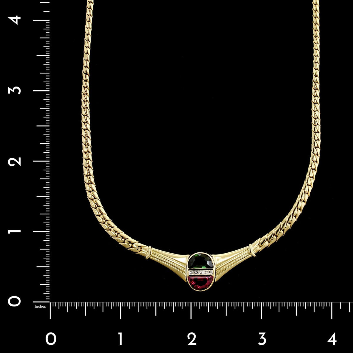 18K Yellow Gold Estate Tourmaline and Diamond Necklace