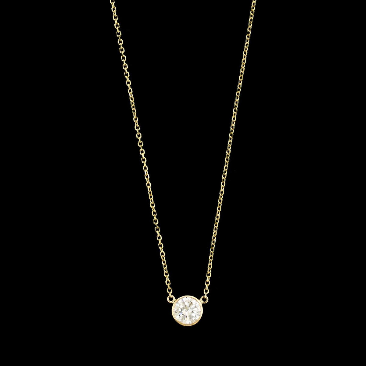 14K Yellow Gold Estate Diamond Solitaire Pendant Necklace