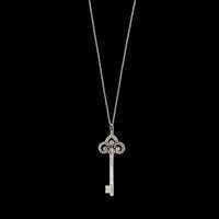 Tiffany & Co. Platinum Estate Diamond Key Fleur de Lis Pendant