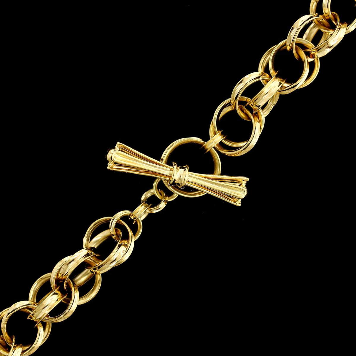 Louis Tamis 18K Yellow Gold Multi Link Toggle Necklace