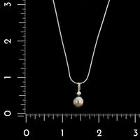 14K White Gold Estate Cultured Tahitian Pearl and Diamond Pendant Necklace