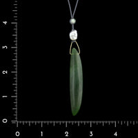 Gabriella Kiss 14K Yellow Gold Estate Nephrite Jade Bean Necklace