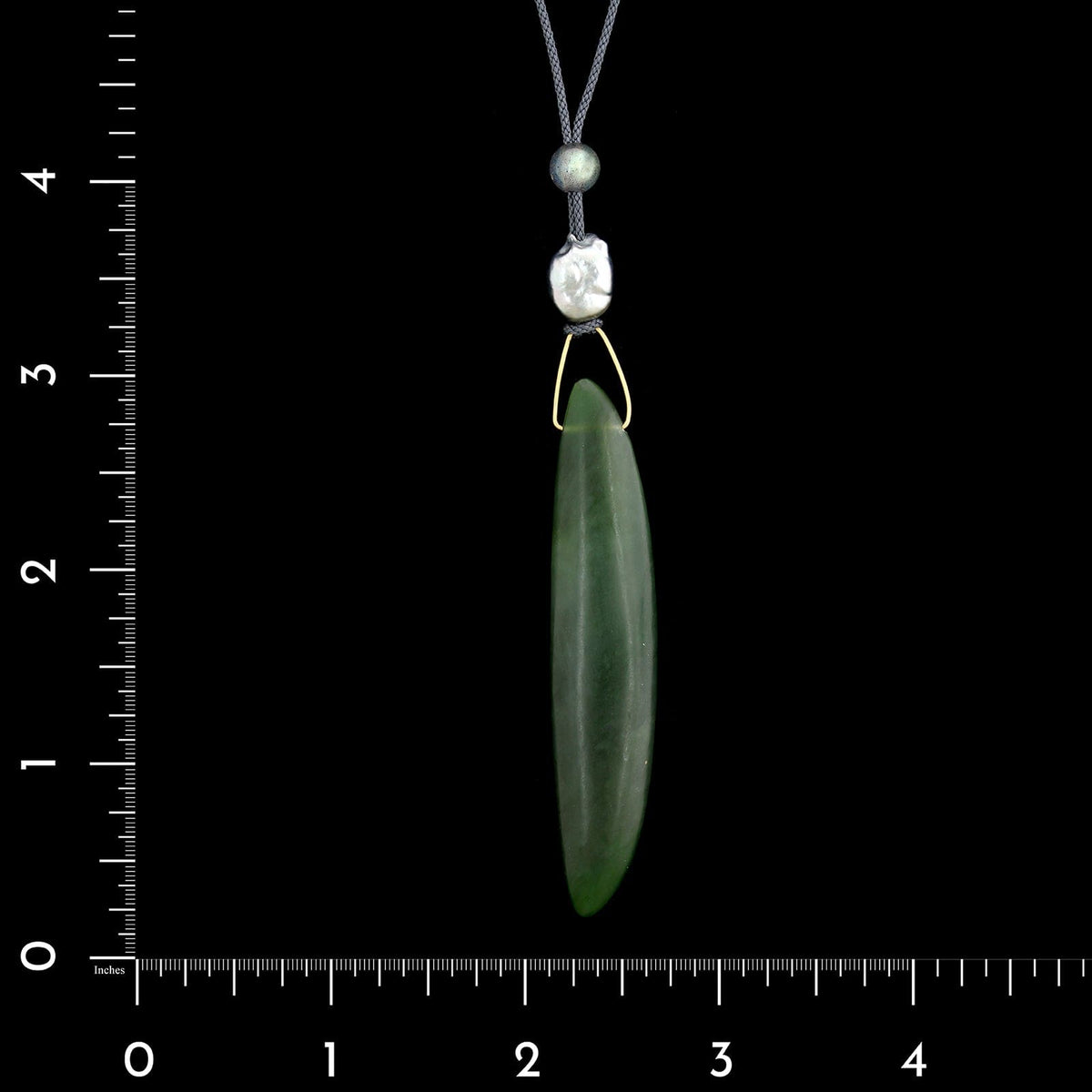 Gabriella Kiss 14K Yellow Gold Estate Nephrite Jade Bean Necklace
