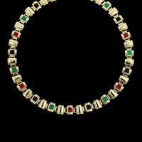 14K Yellow Gold Estate Hardstone Necklace