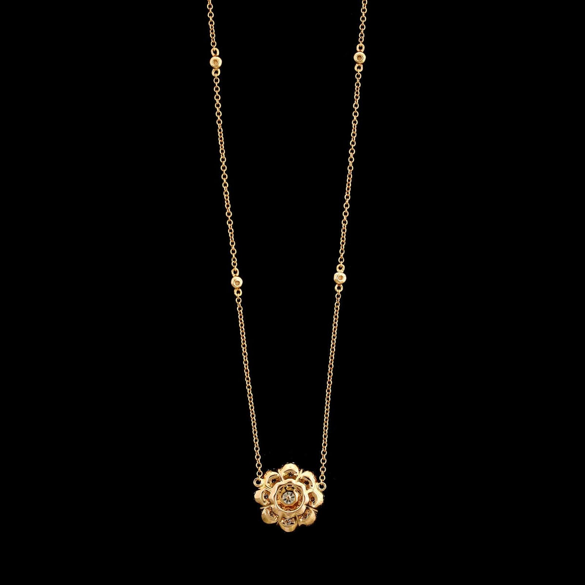 18K Rose Gold Estate Diamond Pendant Necklace