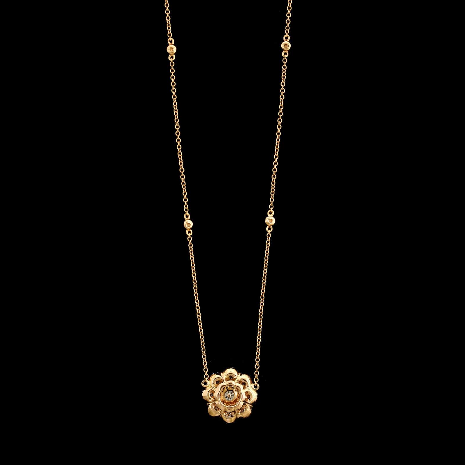 18K Rose Gold Estate Diamond Pendant Necklace