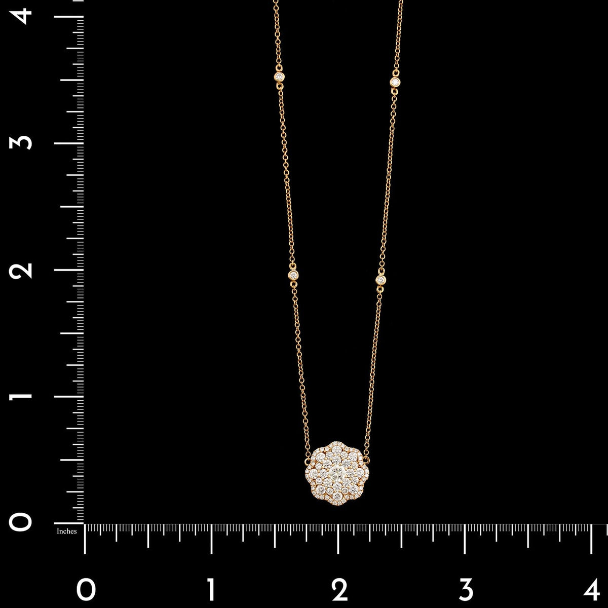 18K Rose Gold Estate Diamond Pendant Necklace