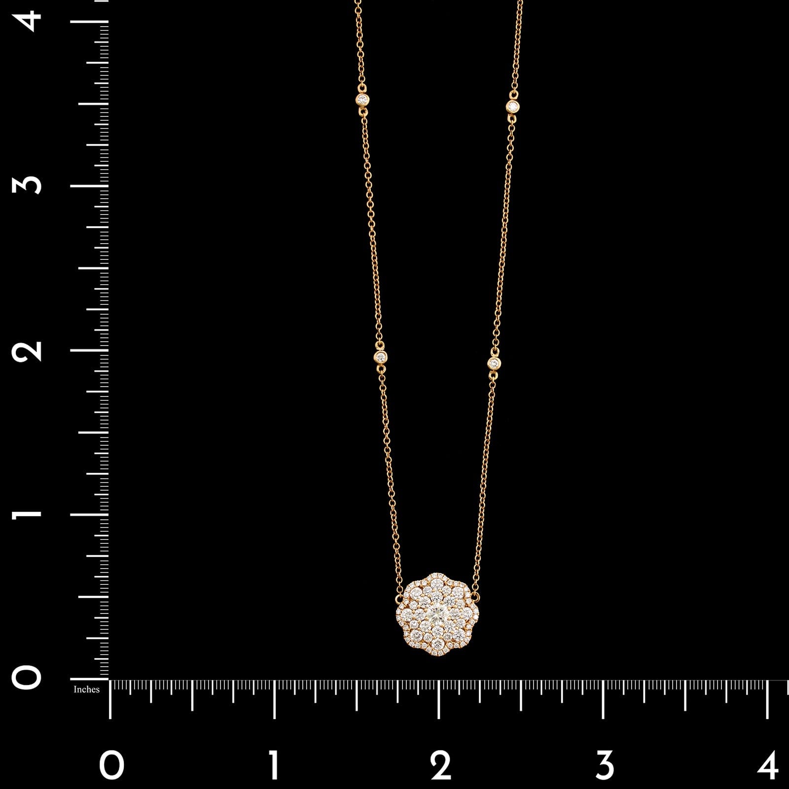 18K Rose Gold Estate Diamond Pendant Necklace