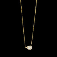 18K Yellow Gold Estate Diamond Halo Pendant Necklace