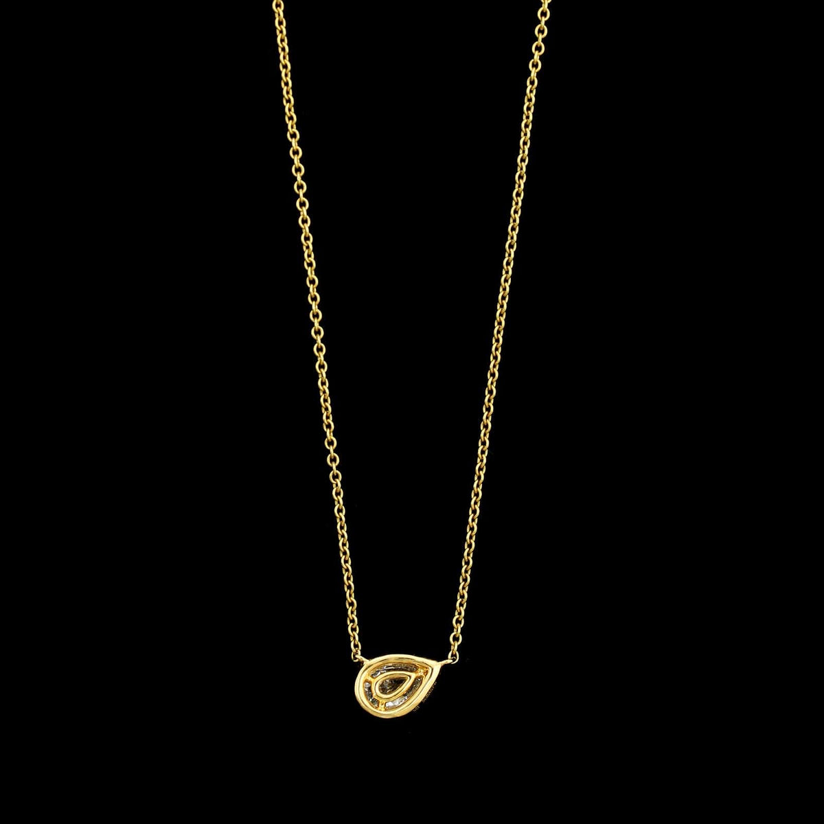 18K Yellow Gold Estate Diamond Halo Pendant Necklace