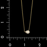 18K Yellow Gold Estate Diamond Halo Pendant Necklace