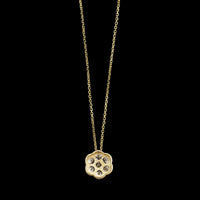 14K Yellow Gold Estate Diamond Cluster Pendant Necklace