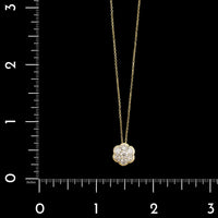 14K Yellow Gold Estate Diamond Cluster Pendant Necklace