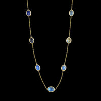 18K Yellow Gold Estate Rainbow Moonstone Necklace