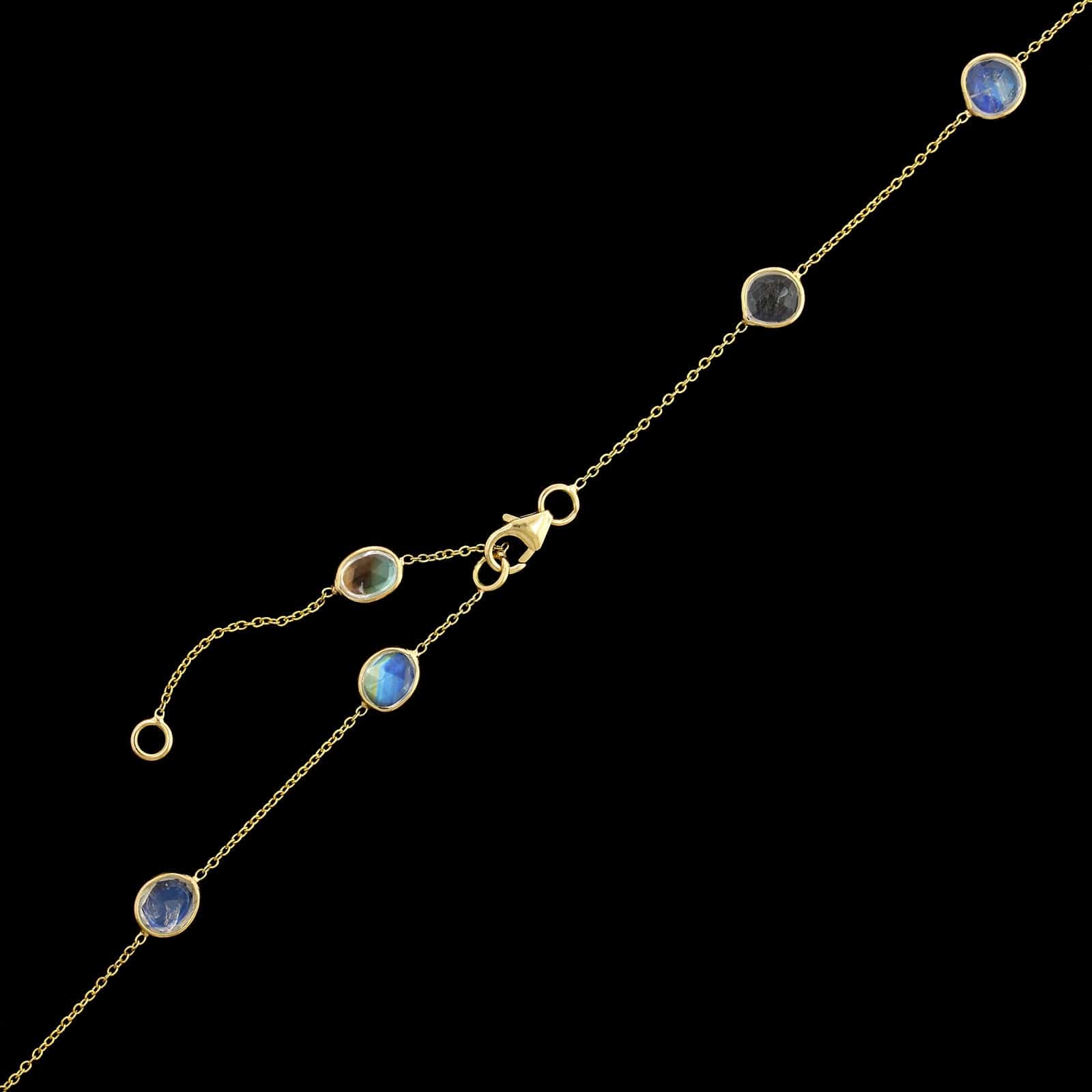 18K Yellow Gold Estate Rainbow Moonstone Necklace