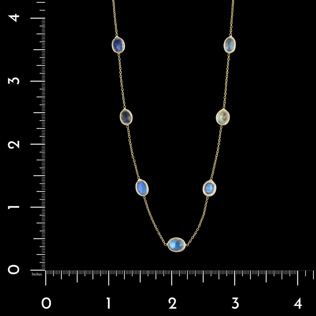18K Yellow Gold Estate Rainbow Moonstone Necklace