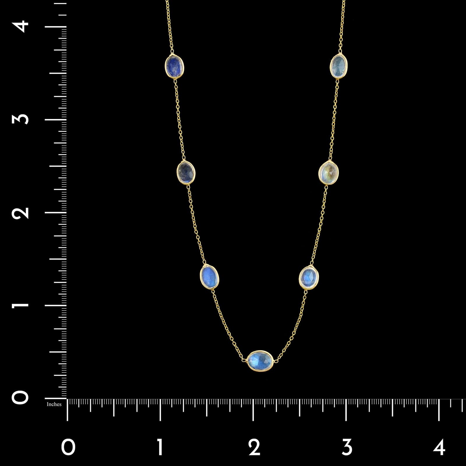 18K Yellow Gold Estate Rainbow Moonstone Necklace