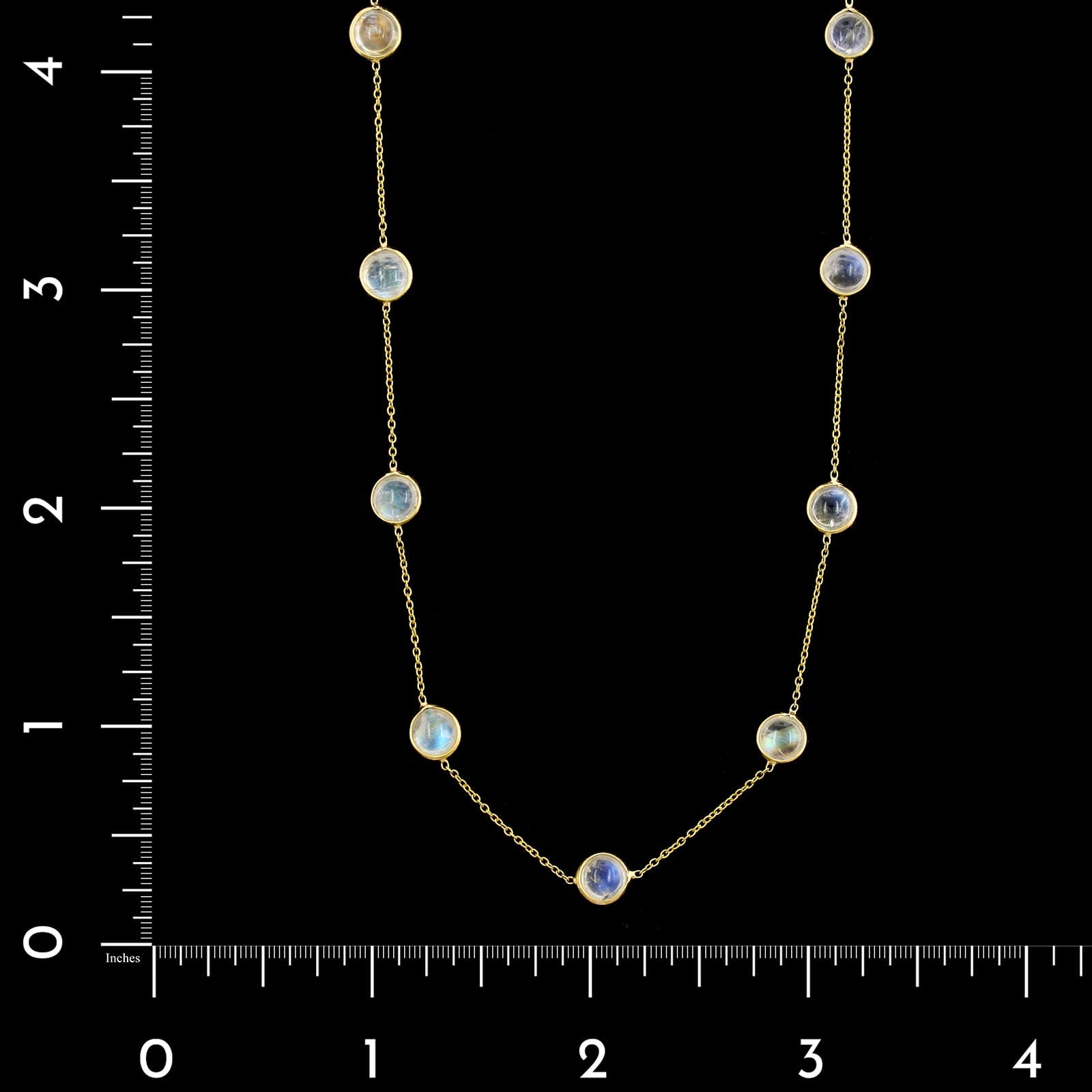 18K Yellow Gold Estate Rainbow Moonstone Necklace