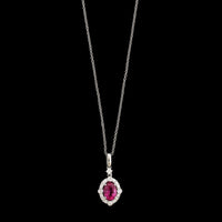 14K White Gold Estate Pink Tourmaline and Diamond Pendant Necklace