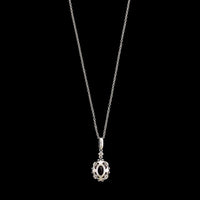 14K White Gold Estate Pink Tourmaline and Diamond Pendant Necklace