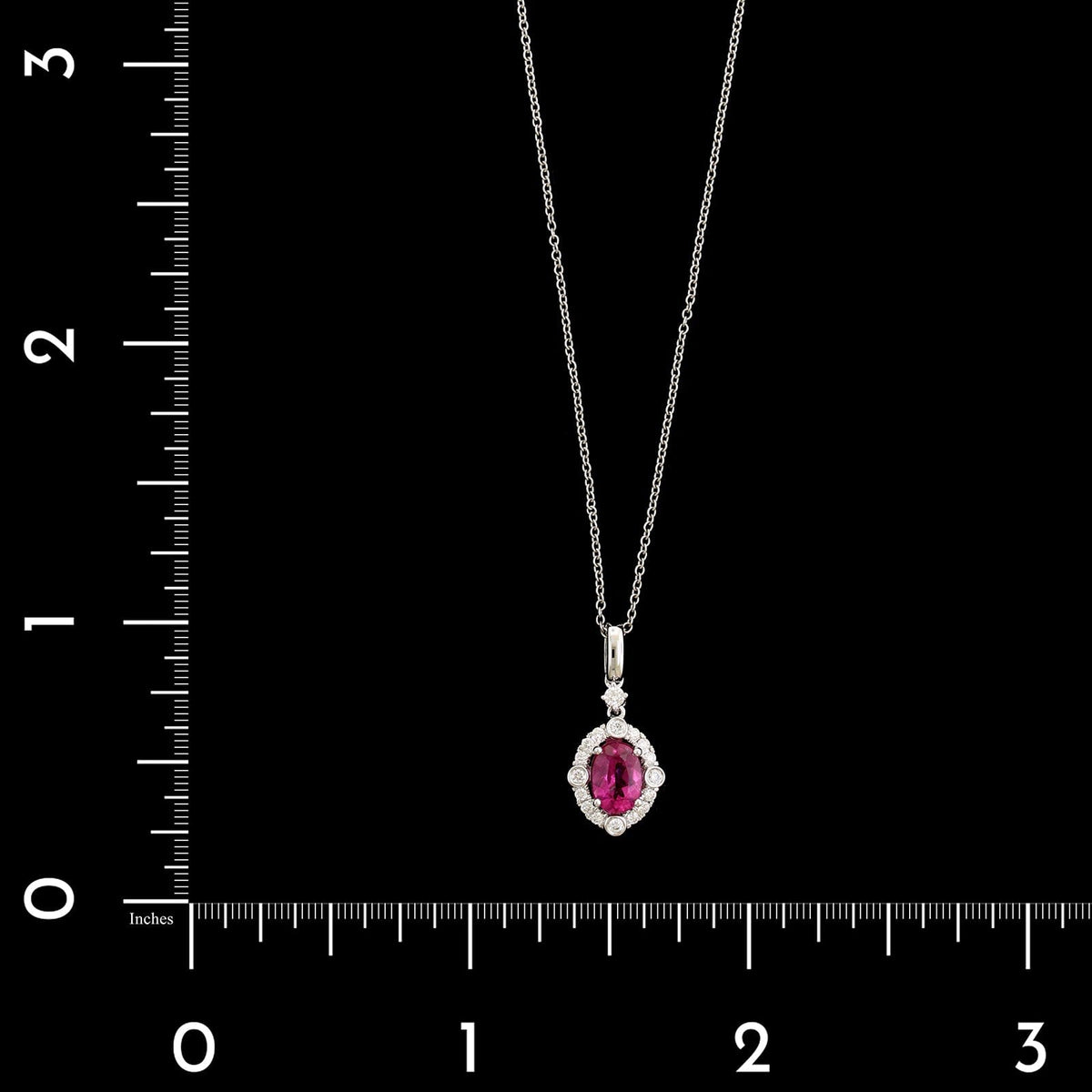 14K White Gold Estate Pink Tourmaline and Diamond Pendant Necklace