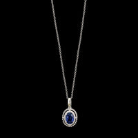 14K White Gold Estate Sapphire and Diamond Pendant Necklace