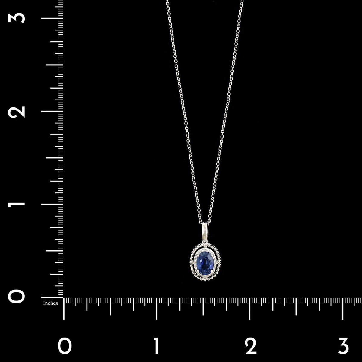 14K White Gold Estate Sapphire and Diamond Pendant Necklace