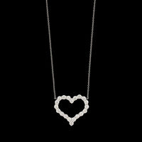 Tiffany &  Co. Platinum Estate Diamond Open Heart Pendant Necklace